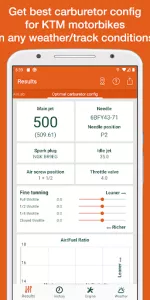 Jetting for KTM 2T Moto app screenshot 1