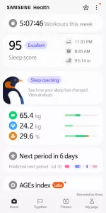 Samsung Health app screenshot 1