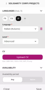 European Solidarity Corps app screenshot 3