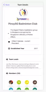 PinoySG Badminton Club app screenshot 3