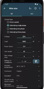 Electrical Calculations app screenshot 2