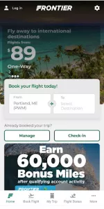 Frontier Airlines app screenshot 1