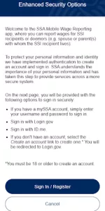 SSA Mobile Wage Reporting app screenshot 2